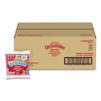 GRR22002220 UNCRUSTABLES Peanut Butter and Strawberry Jam on Wheat Bread, 2.6 oz Bag, 48/Carton
