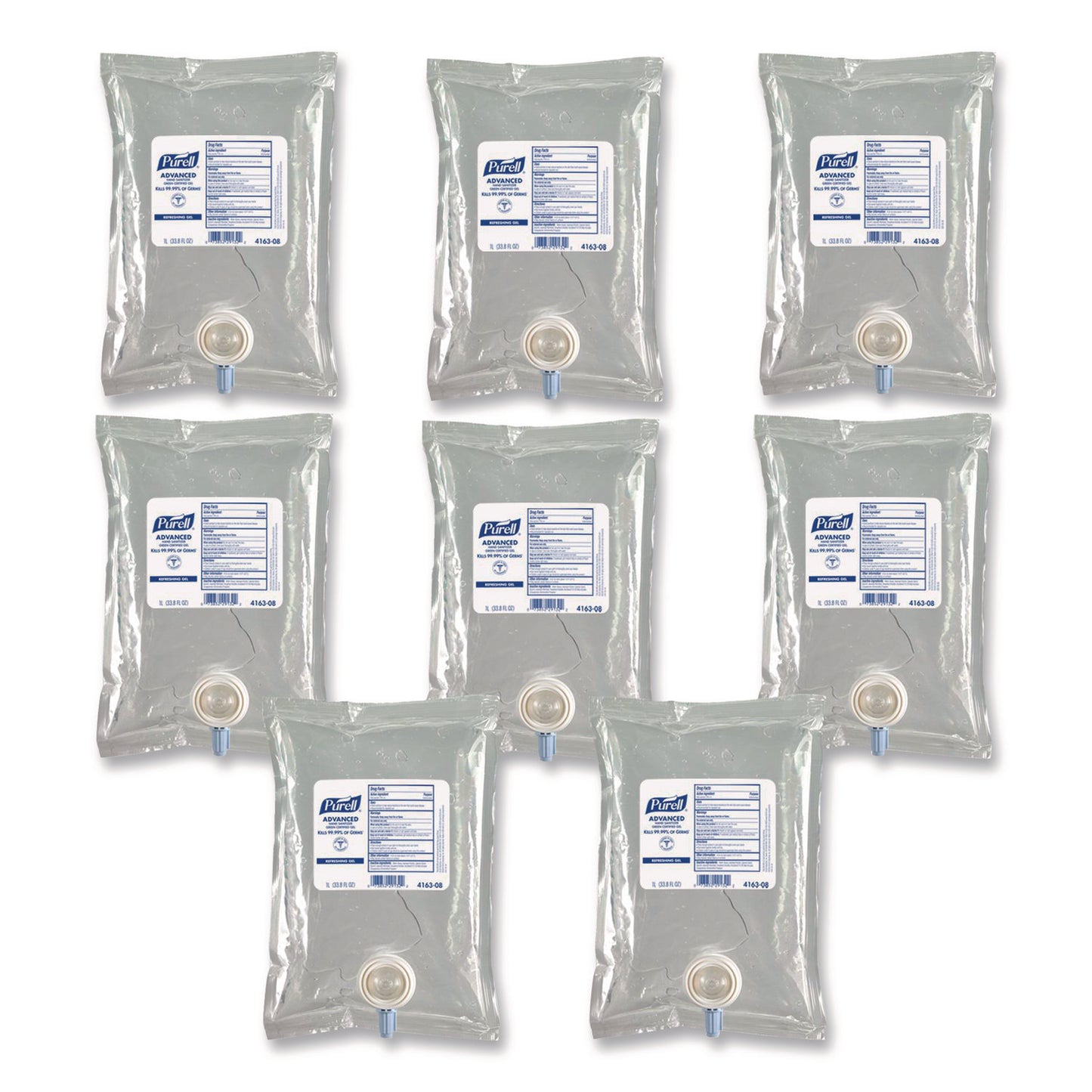 GOJ416308CT Advanced Hand Sanitizer Green Certified Gel Refill, For CS2 Dispensers, 1,000 mL, Fragrance-Free, 8/Carton