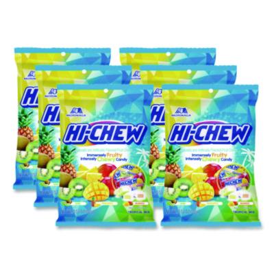 HIE00434 Fruit Chews, Tropical, Peg Bag 3.53 Oz, 6/carton MORINAGA AMERICA