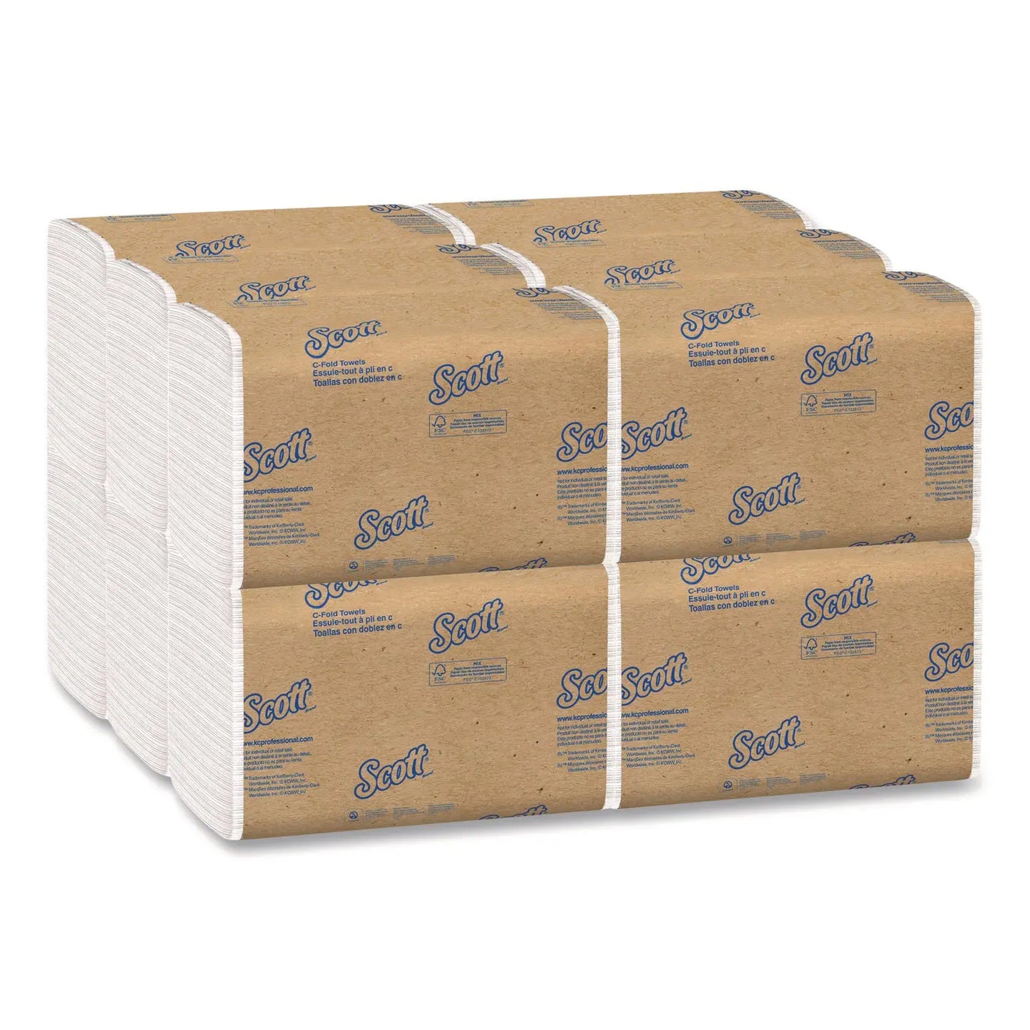 KCC01510 Essential C-Fold Towels for Business, Absorbency Pockets, 1-Ply, 10.13 x 13.15, White, 200/Pack, 12 Packs/Carton Scott