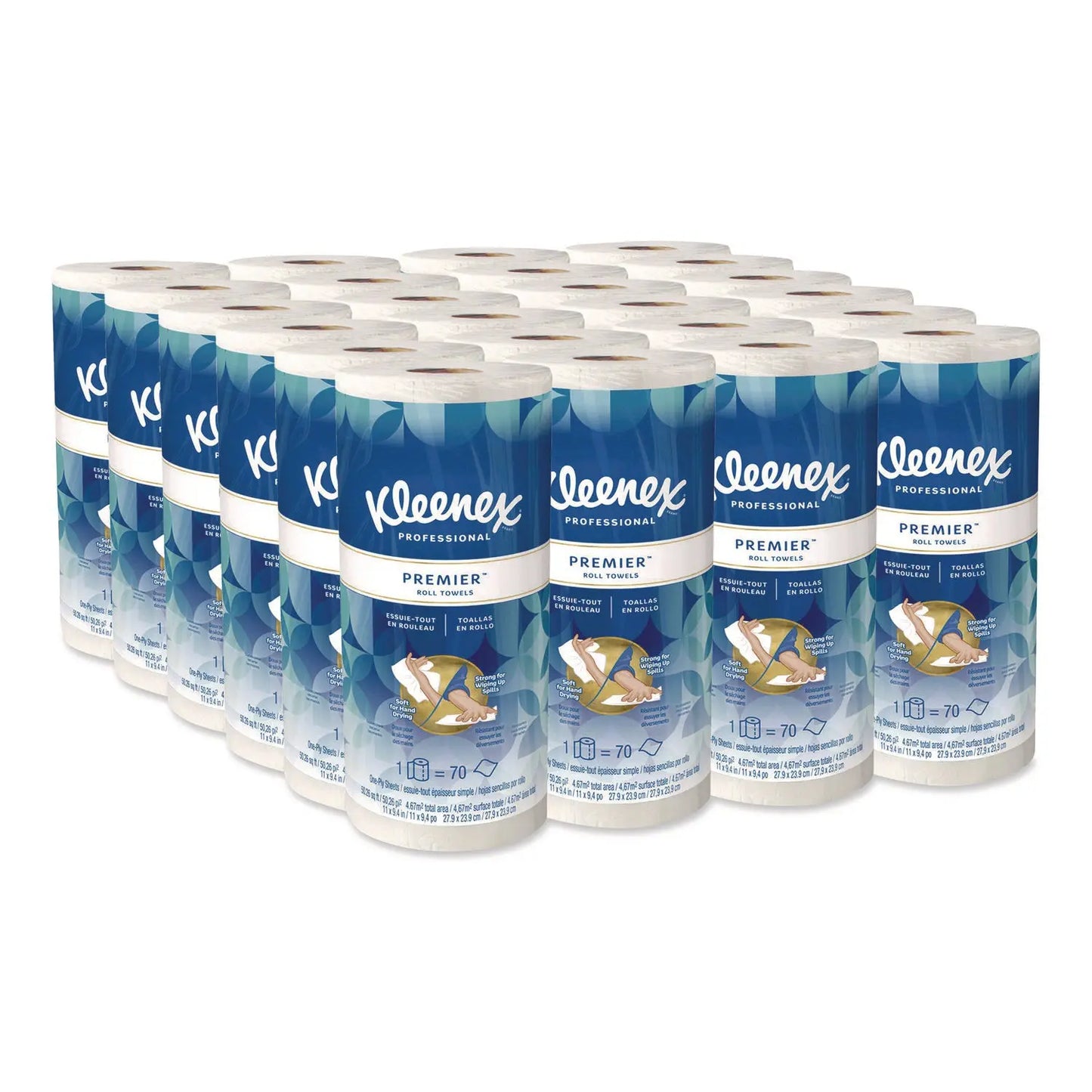 KCC13964 Premiere Kitchen Roll Towels, 1-Ply, 11 x 9.4, White, 70/Roll, 24 Rolls/Carton Kleenex