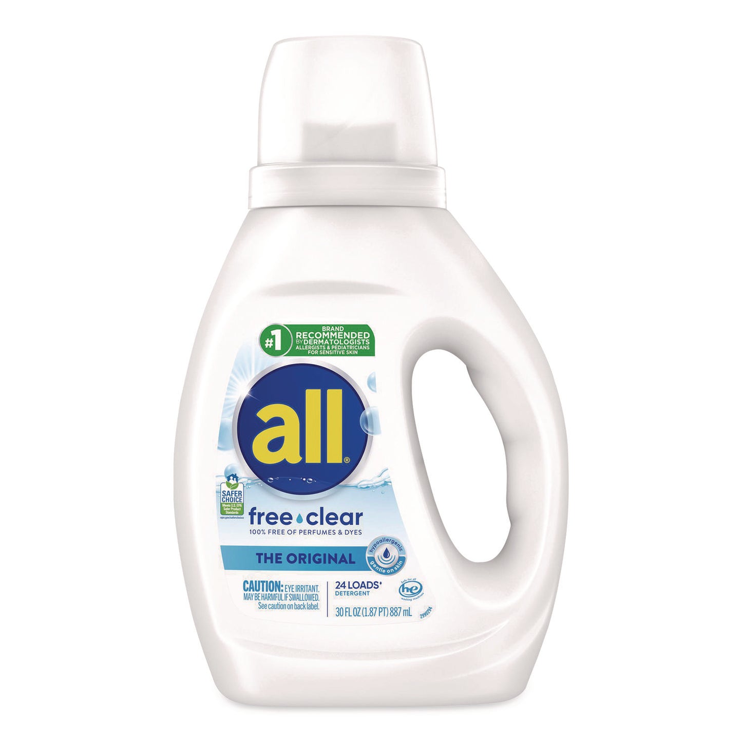 DIA47427 Free Clear HE Laundry Detergent, 24 Loads, Unscented, 30 oz Bottle, 6/Carton