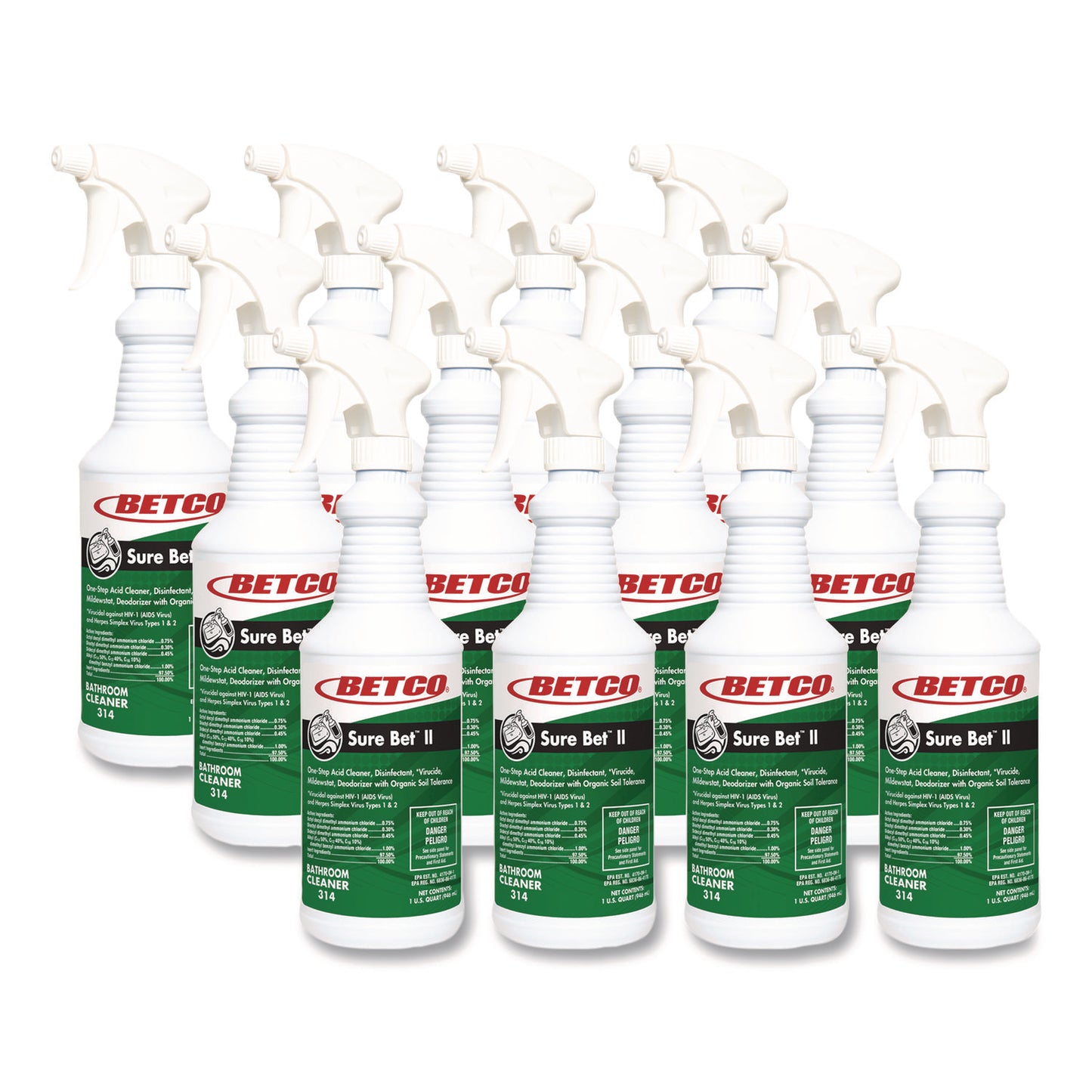 BET3141200 Sure Bet II Foaming Disinfectant, Citrus Floral Scent, 32 oz Bottle, 12/Carton