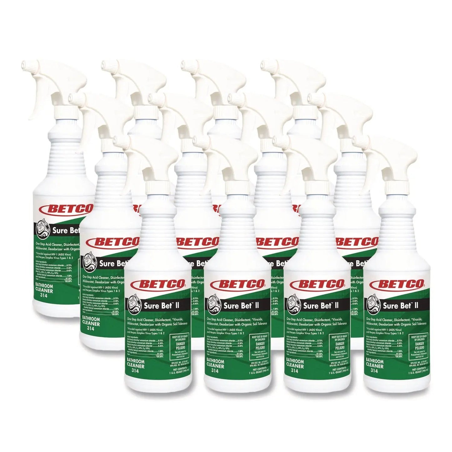 BET3141200 Sure Bet II Foaming Disinfectant, Citrus Floral Scent, 32 oz Bottle, 12/Carton Betco