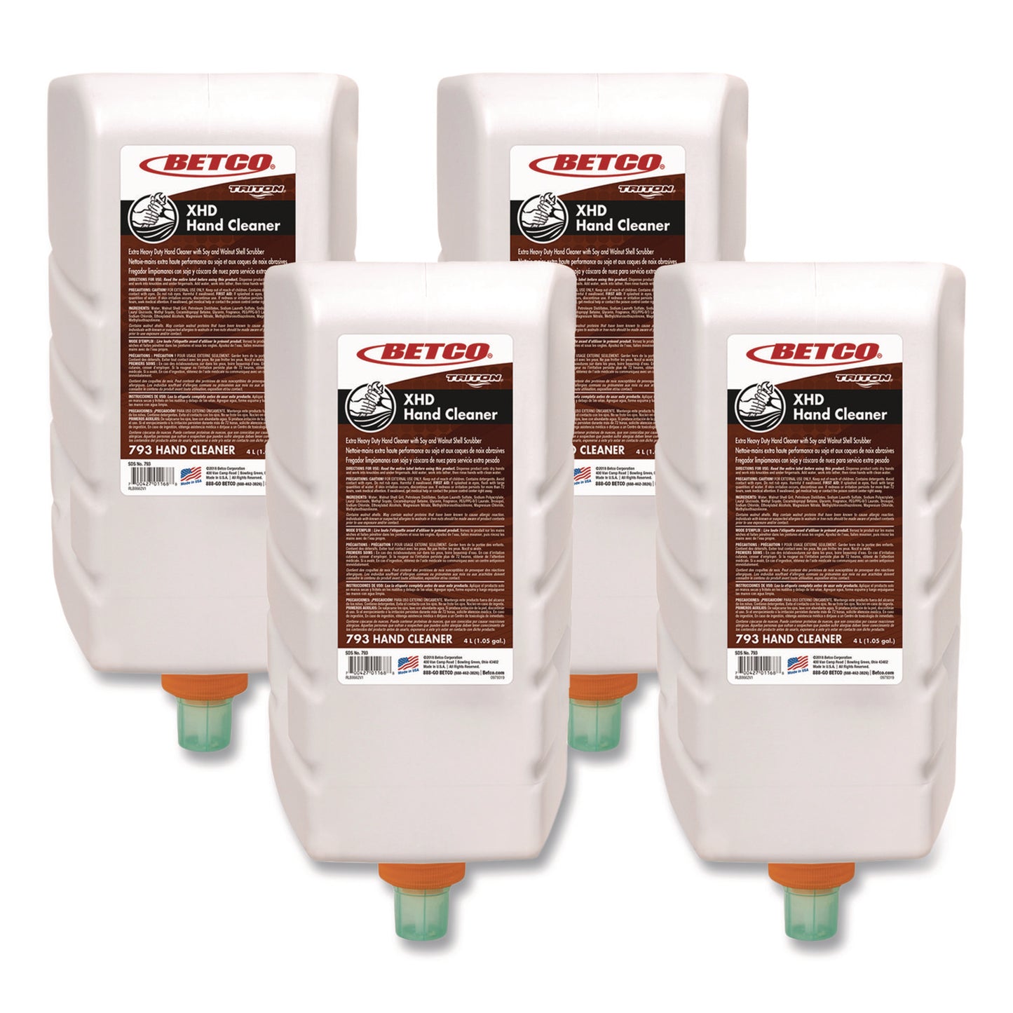 BET7933100 XHD Hand Cleaner Refill, Fresh Scent, 4 L, 4/Carton