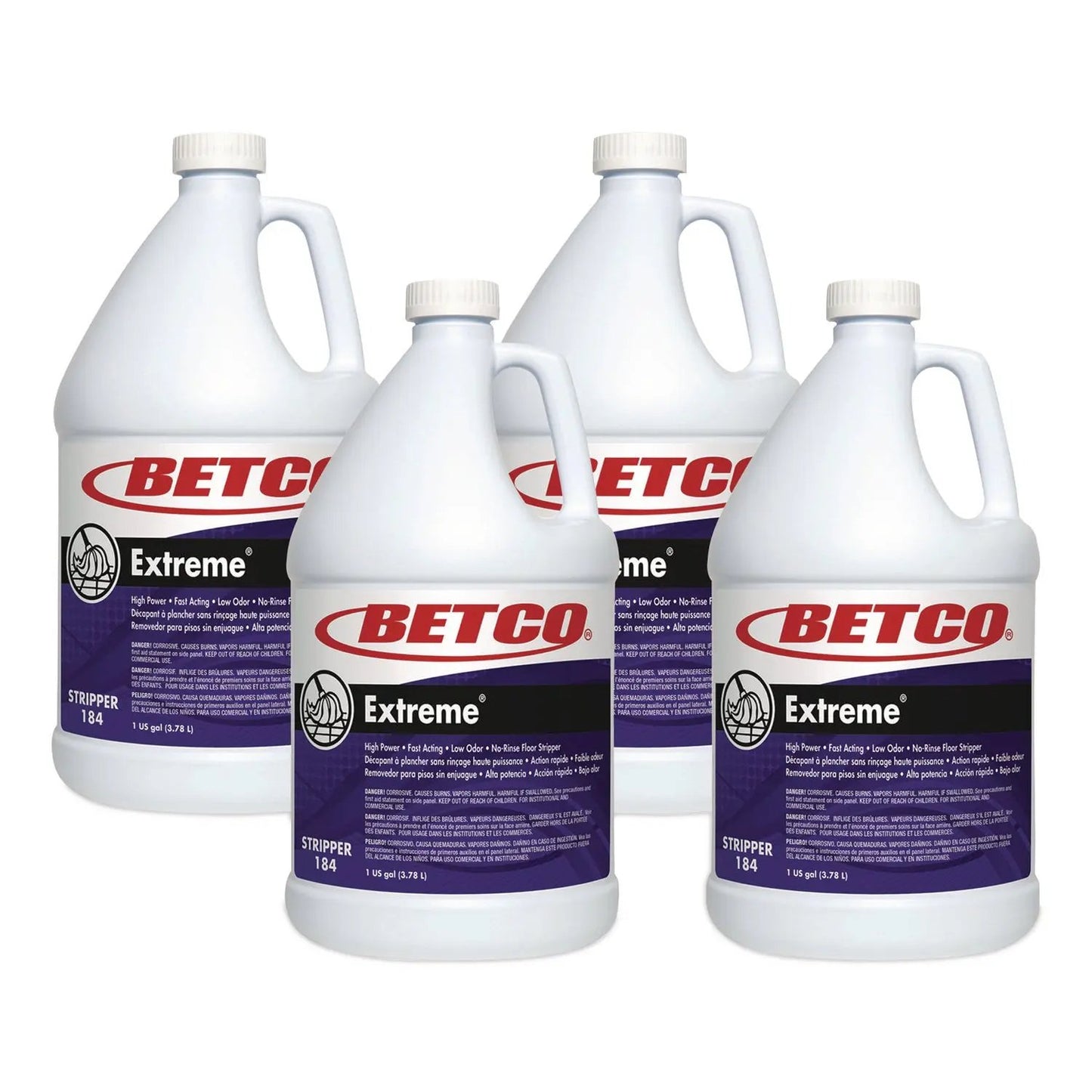 BET1840400 Extreme Floor Stripper, Lemon Scent; 1 gal Bottle, 4/Carton Betco