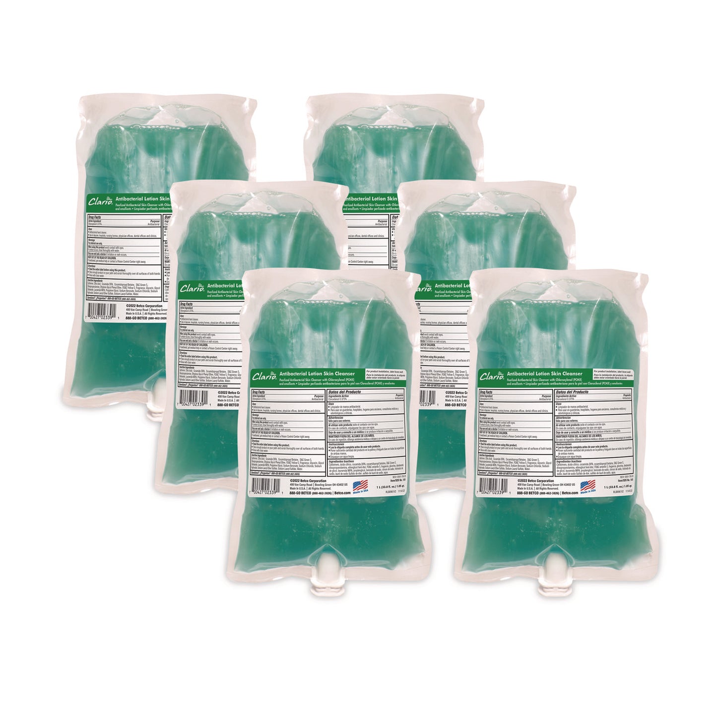 BET1412900 Antibacterial Lotion Cleanser, 1 L Dispenser Refills, 6/Carton