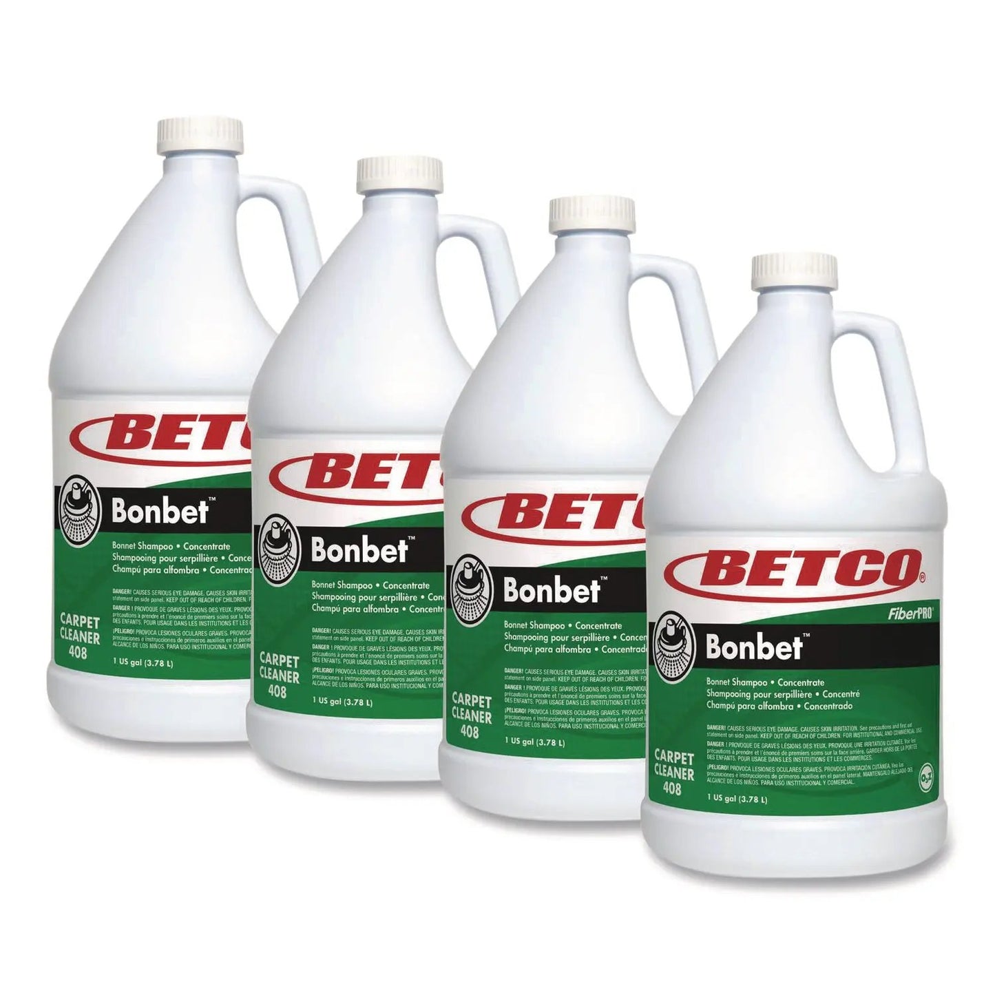 BET4080400 FiberPRO Bonbet Carpet Shampoo, Pleasant Scent, 1 gal Bottle, 4/Carton Betco