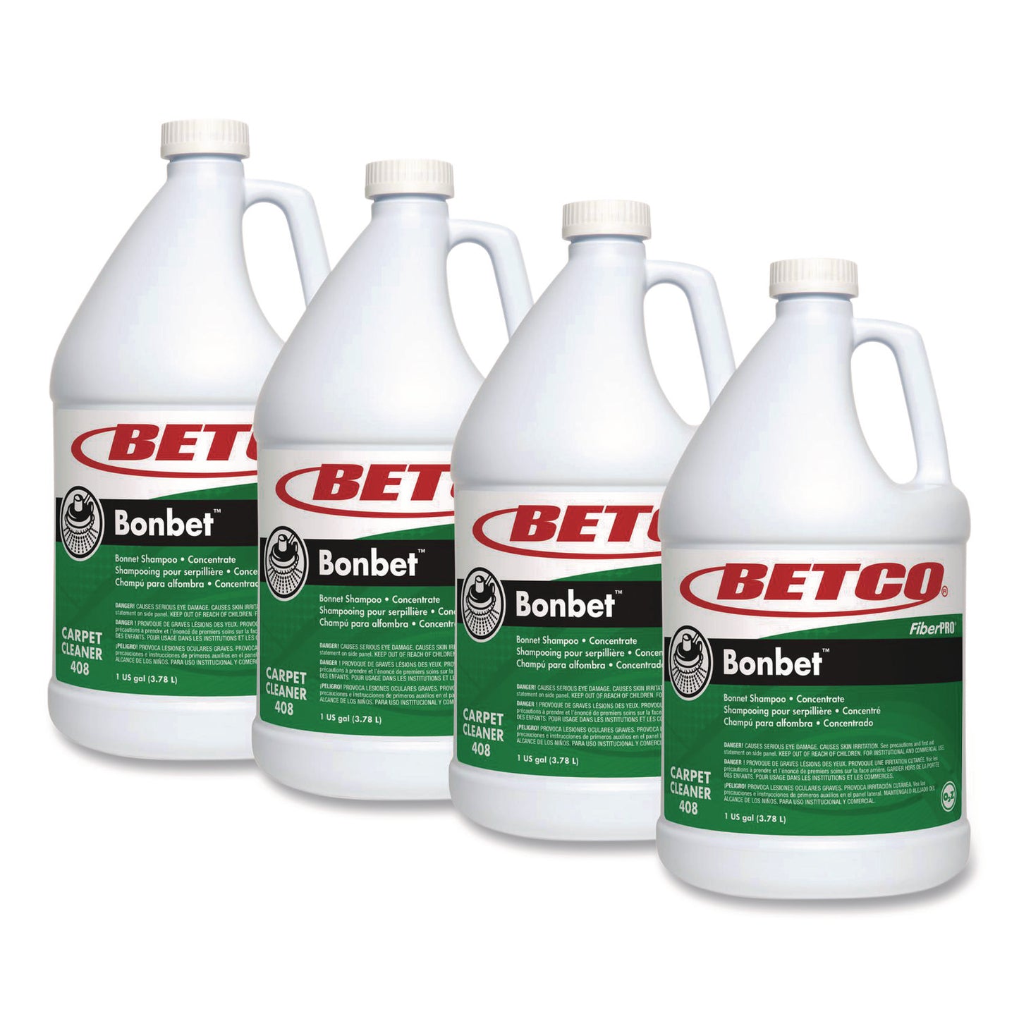 BET4080400 FiberPRO Bonbet Carpet Shampoo, Pleasant Scent, 1 gal Bottle, 4/Carton