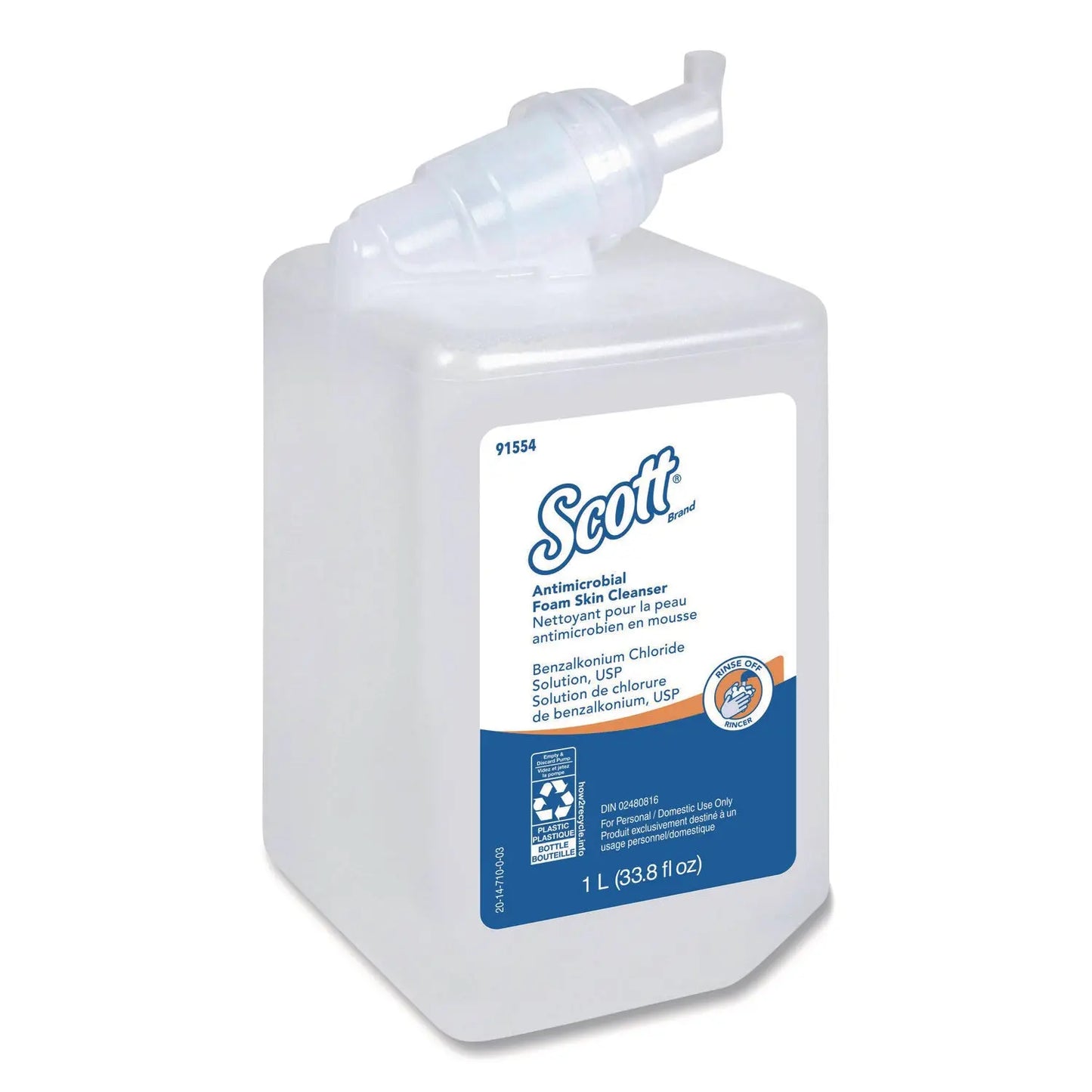 KCC91554 Antimicrobial Foam Skin Cleanser Refill, Fresh Scent, 1 L Scott