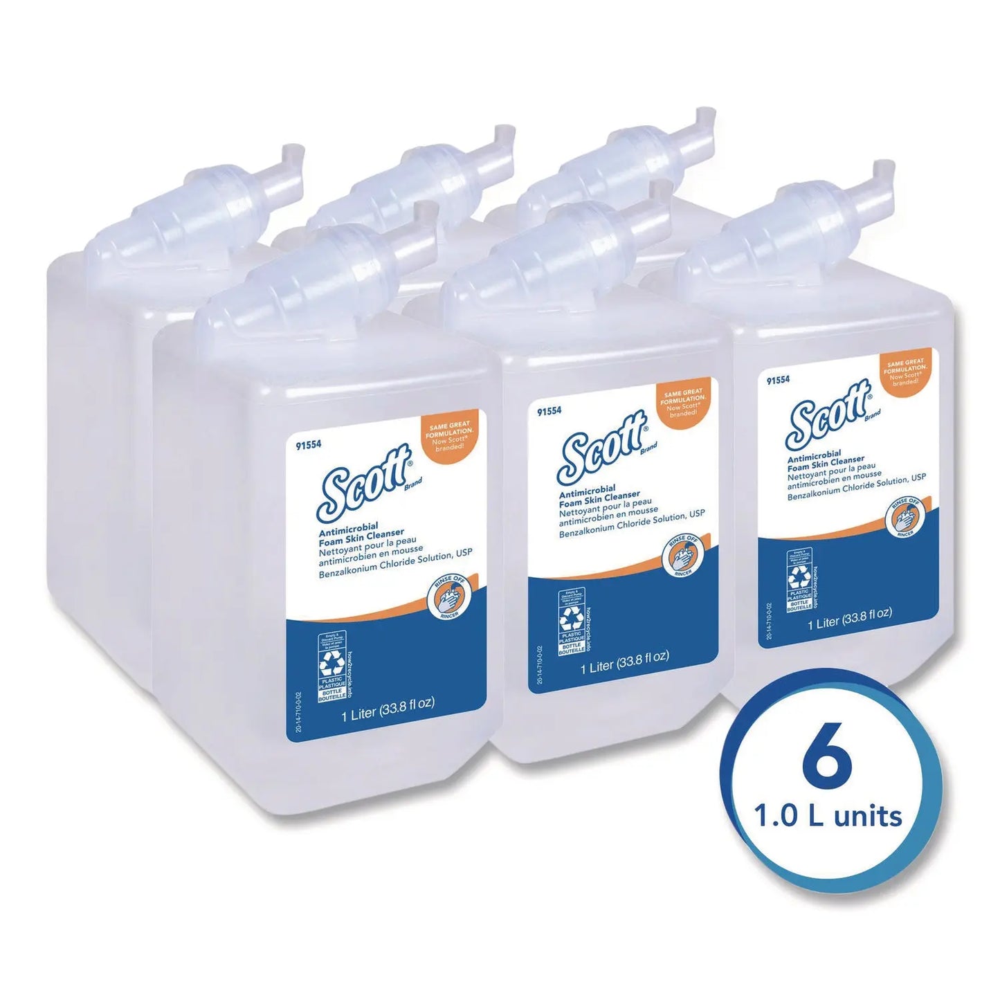 KCC91554CT Antimicrobial Foam Skin Cleanser Refill, Fresh Scent, 1 L, 6/Carton Scott