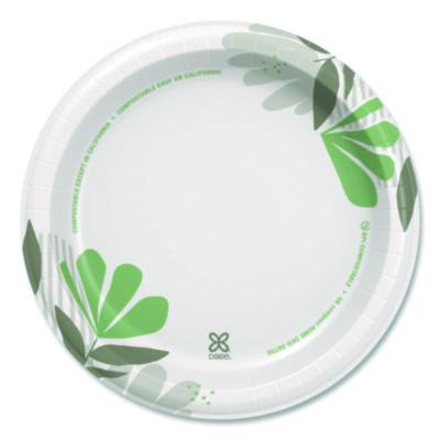 DXEUX9WSPK Pathways Soak-Proof Shield Mediumweight Paper Plates, Wisesize, 8.5" Dia, Green/burgundy, 125/pack DIXIE FOOD SERVICE