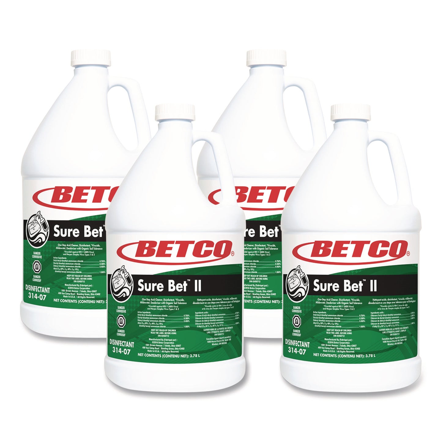 BET3140400 Sure Bet II Foaming Disinfectant, Citrus Scent, 1 gal Bottle, 4/Carton