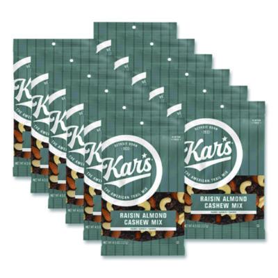 KAR08444 Fresh Harvest Trail Mix, Raisin Almond Cashew, 4.5 Oz Bag, 12/box KAR'S NUTS