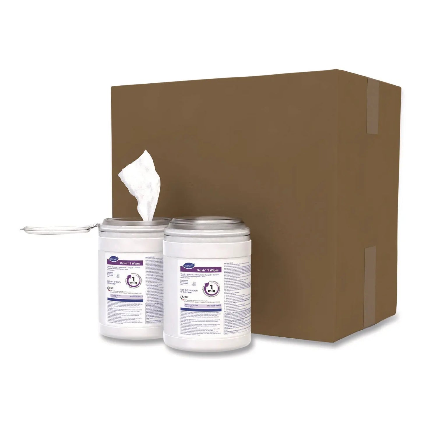 DVO100850923 Oxivir 1 Wipes, 1-Ply, 6 x 7, 160/Canister, 12 Canisters/Carton Diversey