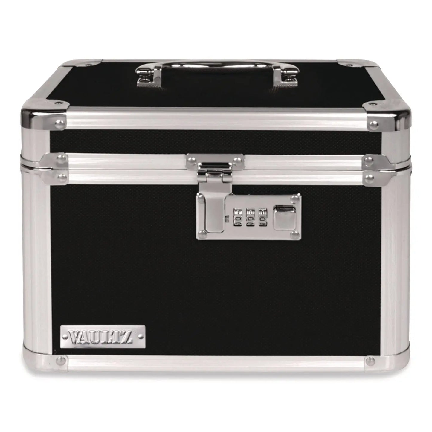 IDEVZ00102 Latching Lid Locking Personal Security Box, 1 Compartment, Combination Lock, 10" x 7.5" x 7.75", Black Vaultz