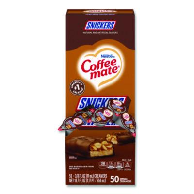 NES61425BX Liquid Coffee Creamer, Snickers, 0.38 oz Mini Cups, 50/Box NESTLE