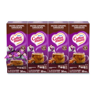 NES77197CT Liquid Coffee Creamer, Salted Caramel Chocolate, 0.38 oz Mini Cups, 50/Box, 4 Boxes/Carton