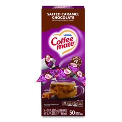 NES77197 Liquid Coffee Creamer, Salted Caramel Chocolate, 0.38 Oz Mini Cups, 50/box