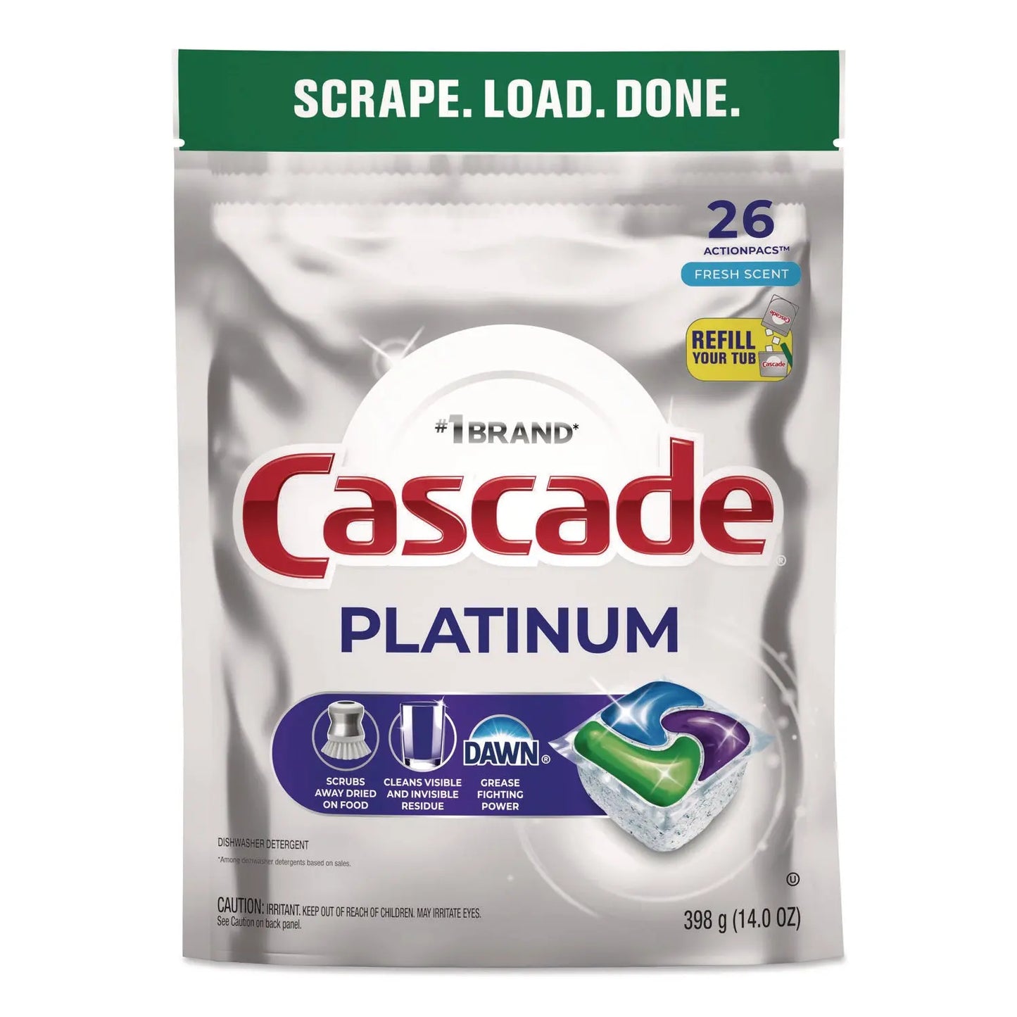 PGC15536 Platinum ActionPacs, Fresh Scent, 14 oz Pack, 26 Pods/Pack, 4 Packs/Carton Cascade