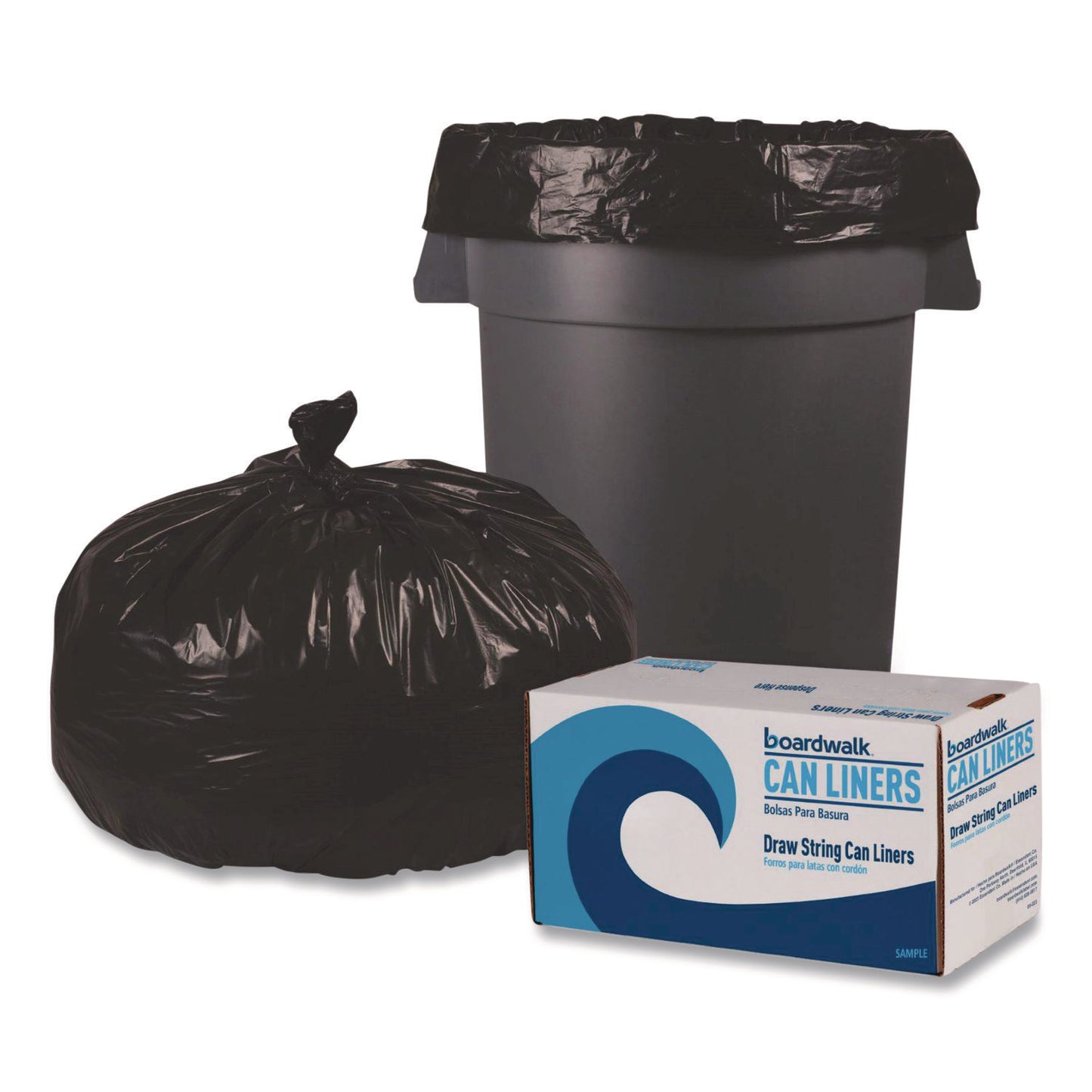 BWK519E Reprocessed Resin Can Liners, 60 gal, 1.2 mil, 38 x 58, Black, 50 Bags/Carton Heritage
