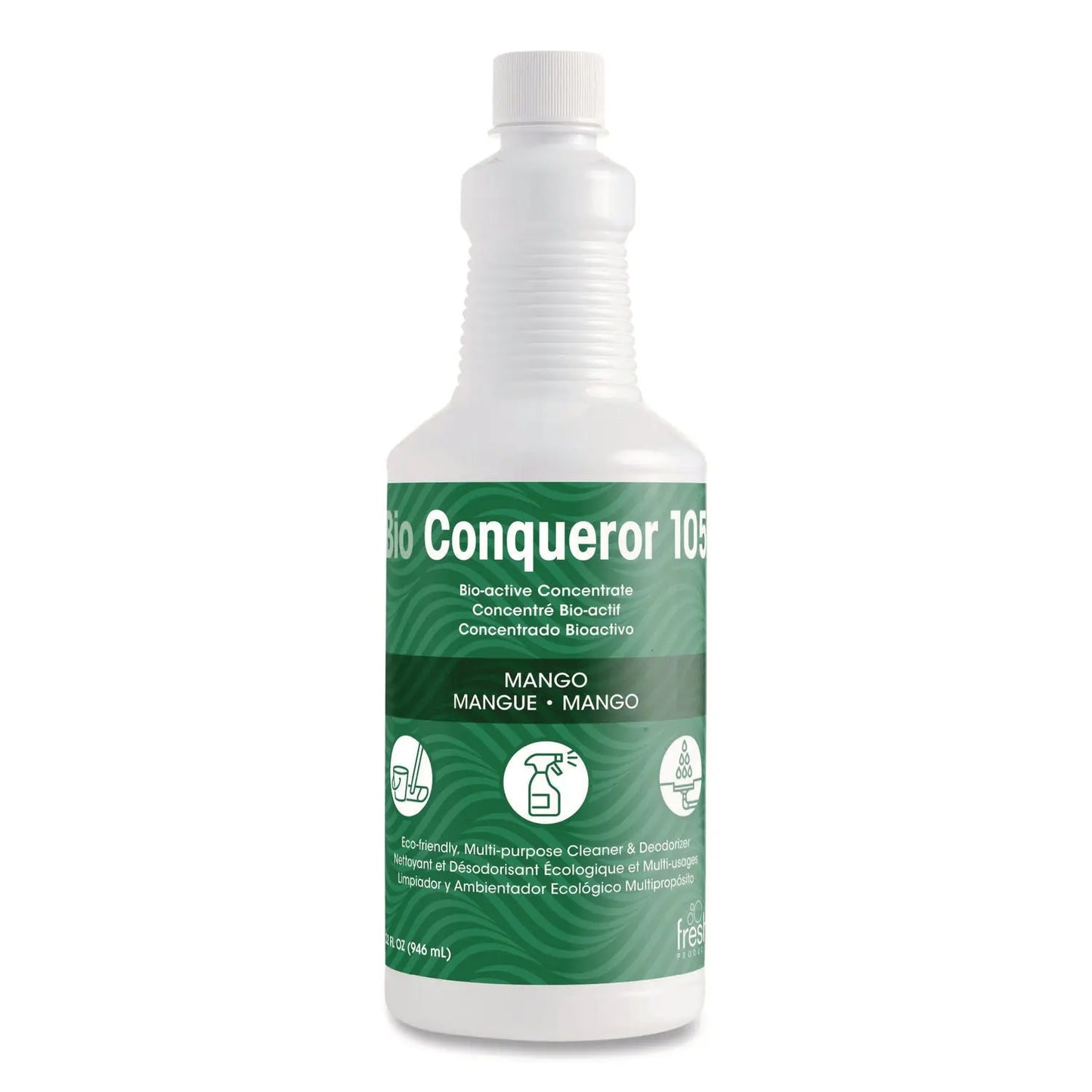 FRS1232BWBMG Bio Conqueror 105 Enzymatic Odor Counteractant Concentrate, Mango, 32 Oz Bottle, 12/carton Fresh Products