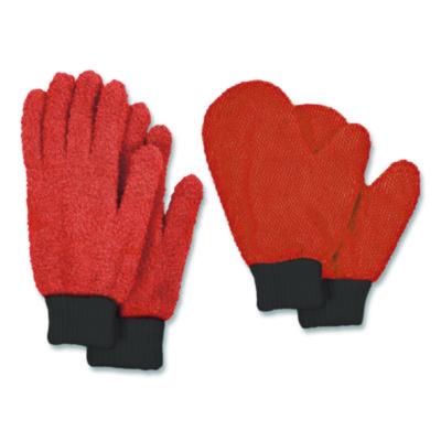 CH7TU05711 Microfiber Dusting Gloves and Mitts, Coral with Black Cuffs, 2 Gloves, 2 Mitts CHAGRINOVATIONS
