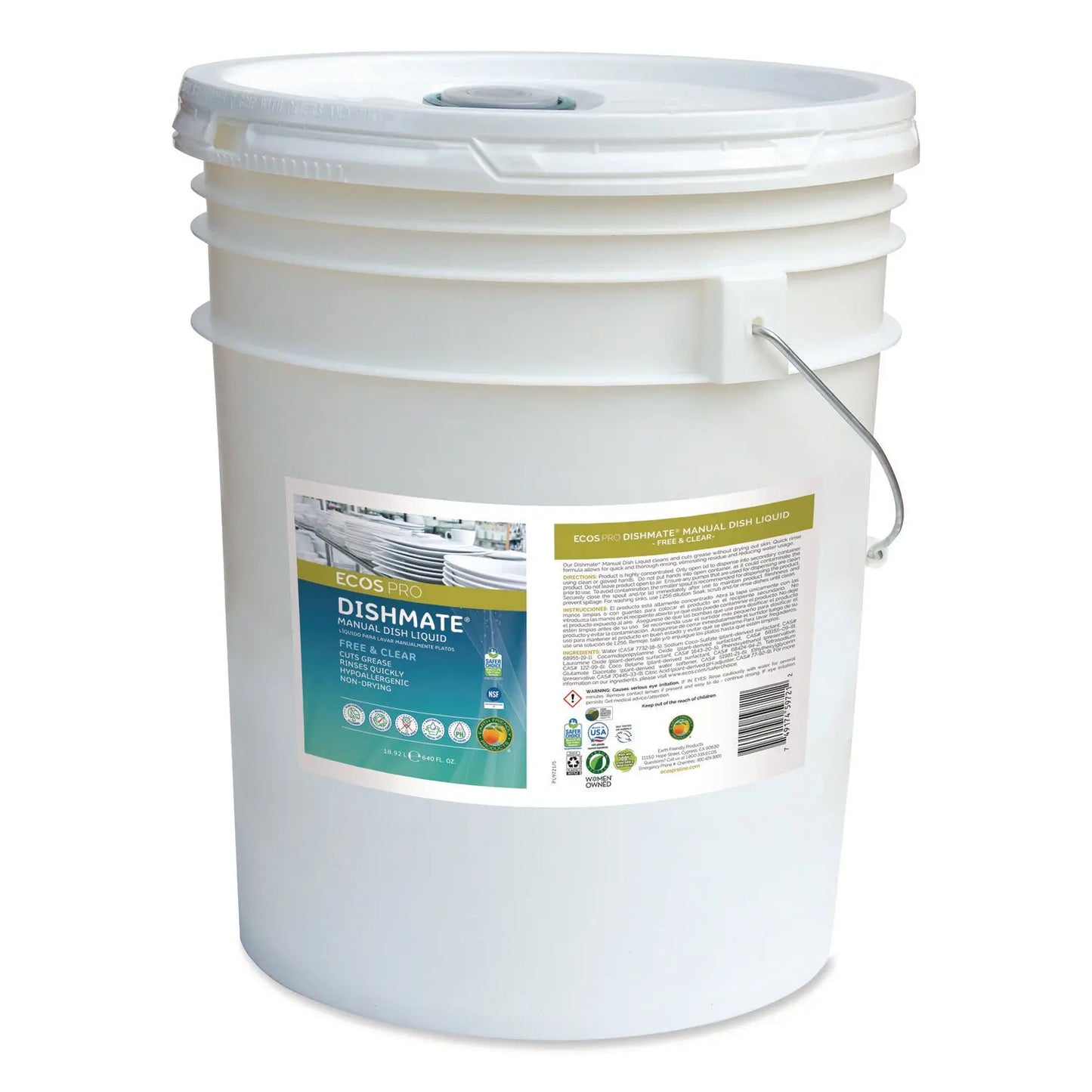 EOPPL972105 Dishmate Manual Dish Liquid, Free and Clear, 5 gal Pail ECOS PRO