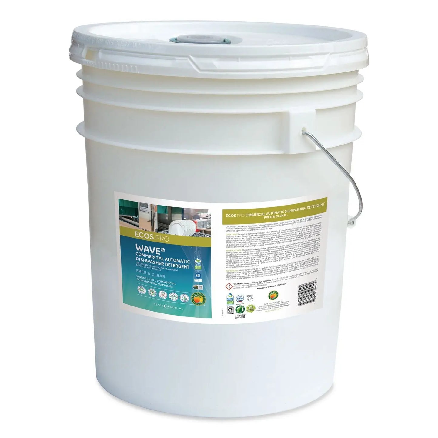 EOPPL944005 Wave Commercial Automatic Dishwasher Detergent, Free and Clear, 5 gal Pail ECOS PRO