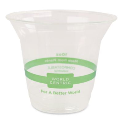 WORCPCS10 PLA Clear Cold Cups, 10 oz, Plastic, Clear, 1,000/Carton WORLD CENTRIC