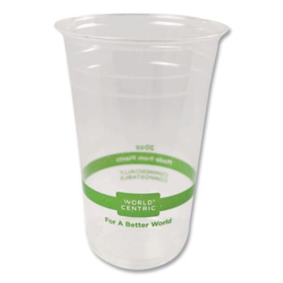 WORCPCS20 PLA Clear Cold Cups, 20 oz, Plastic, Clear, 1,000/Carton WORLD CENTRIC