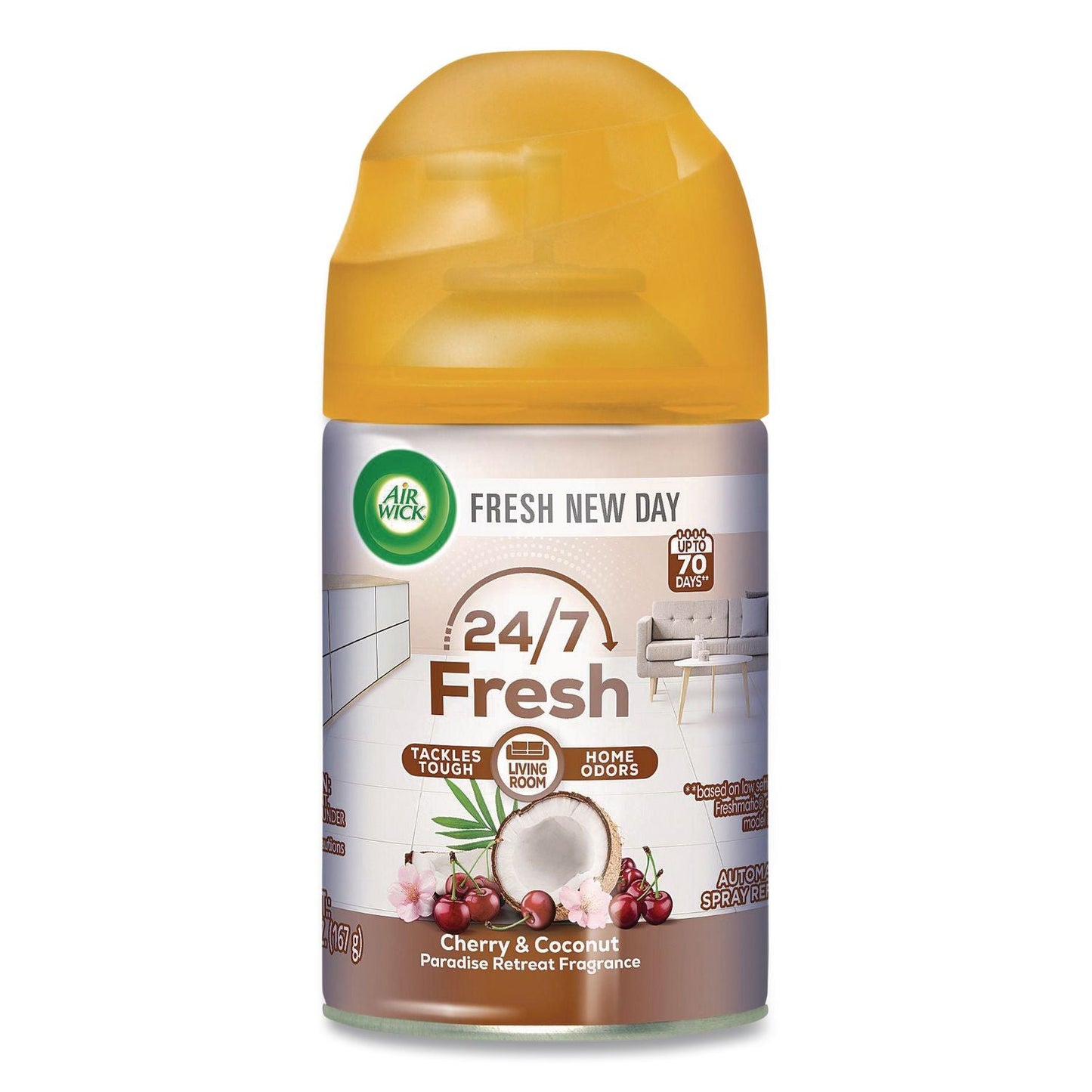 RAC91099EA Freshmatic Life Scents Ultra Refill, Cherry and Coconut Paradise Retreat, 5.89 oz Aerosol Spray Air Wick