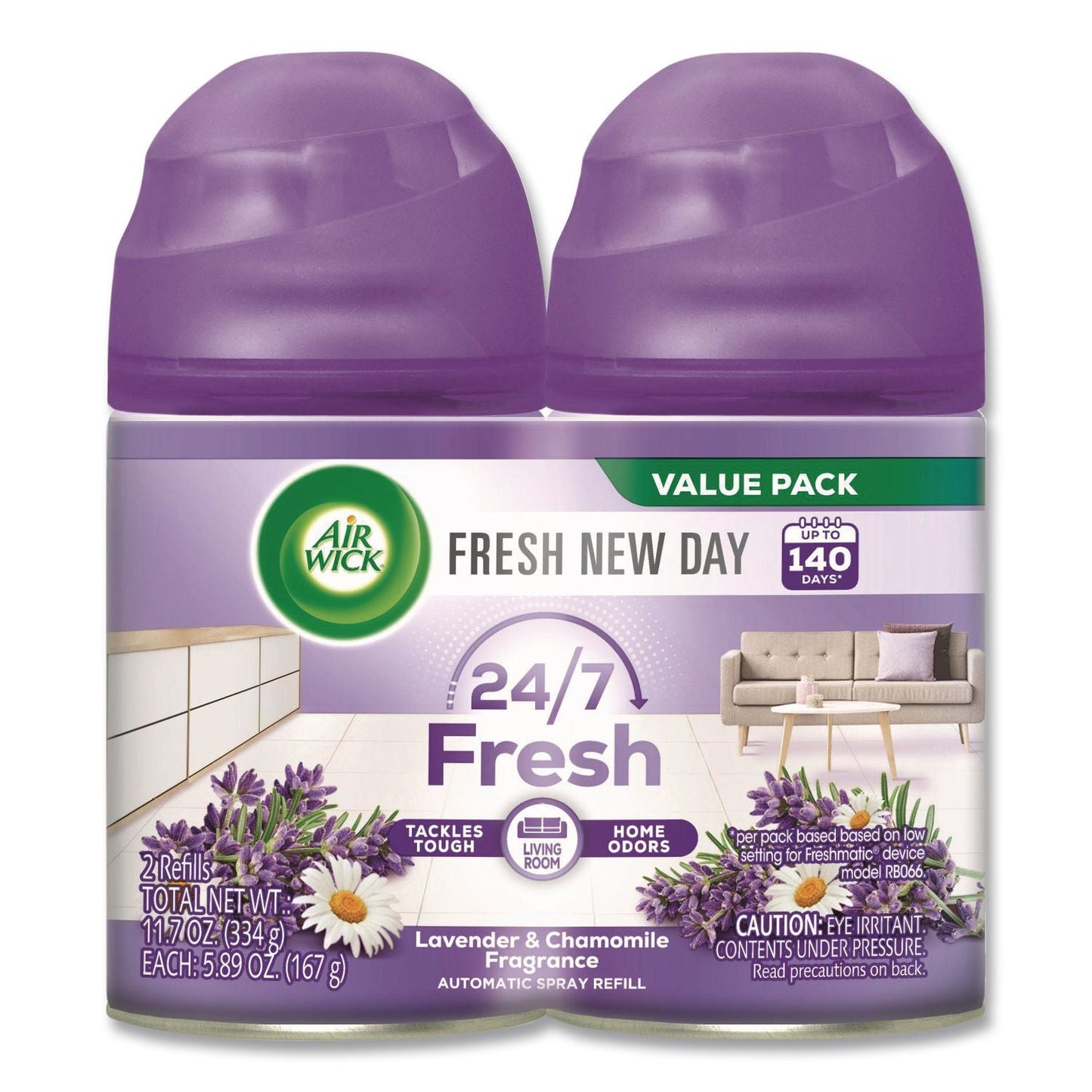 RAC85595 Freshmatic Ultra Spray Refill, Lavender/chamomile, 5.89 Oz Aerosol Spray, 2/pack, 3 Packs/carton Air Wick