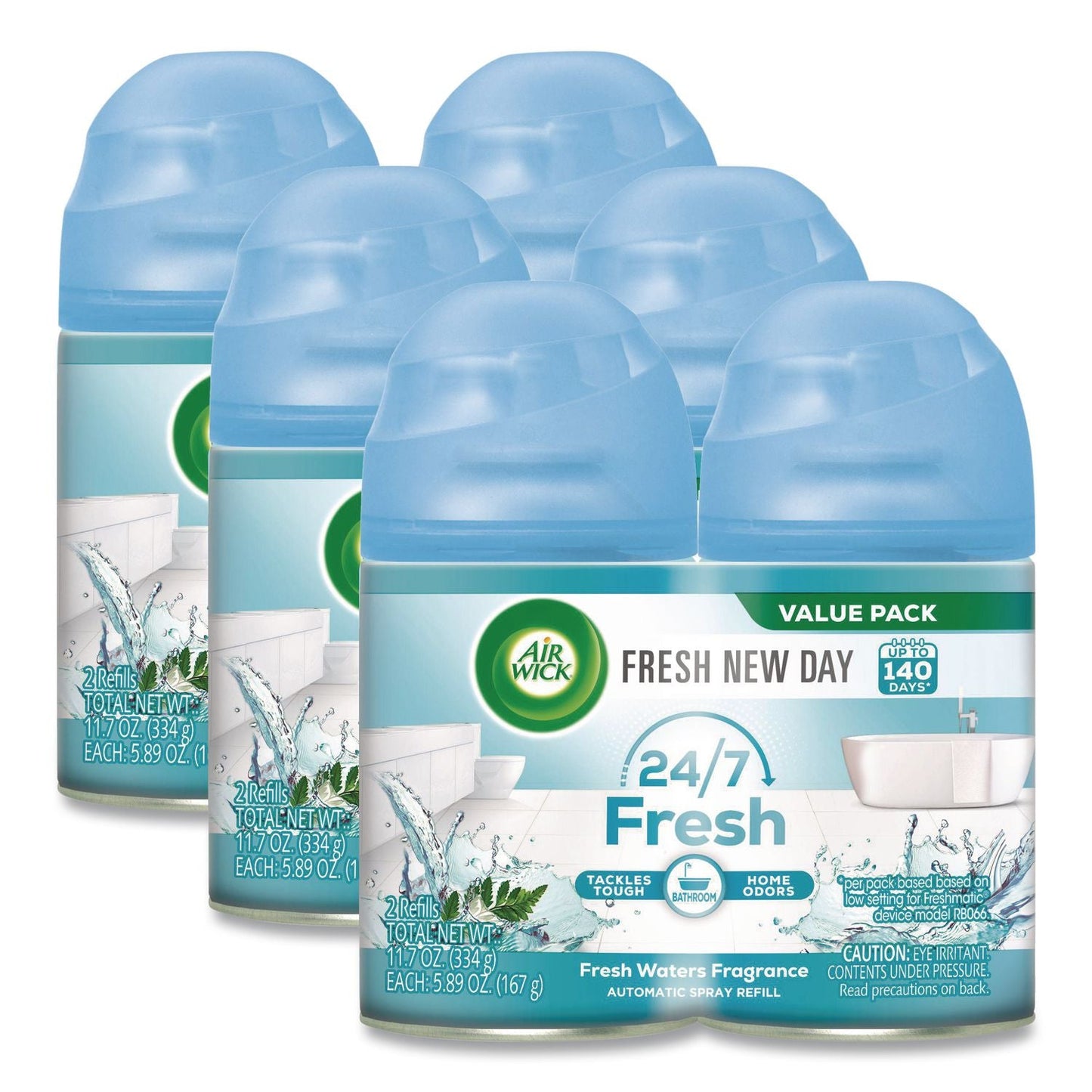 RAC82093CT Freshmatic Ultra Spray Refill, Fresh Waters, 5.89 oz Aerosol Spray, 2/Pack, 3 Packs/Carton Air Wick