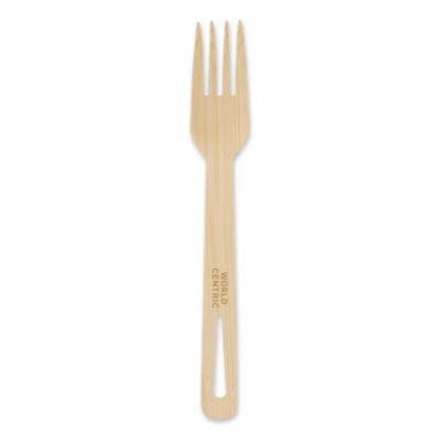 WORFOBB67 Bamboo Cutlery, Fork, Paper, Natural, 2,000/Carton WORLD CENTRIC