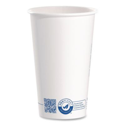 SCC316RCPLANET Recycled Content PCF Paper Hot Cups, ProPlanet Seal, 16 oz, White/Blue, 1,000/Carton