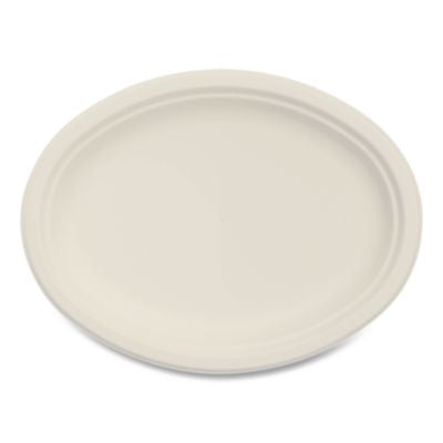 DCC10FBRPLR1 Compostable Molded Fiber Dinnerware, ProPlanet Seal, Platter, 10" Diameter, Natural, 500/Carton