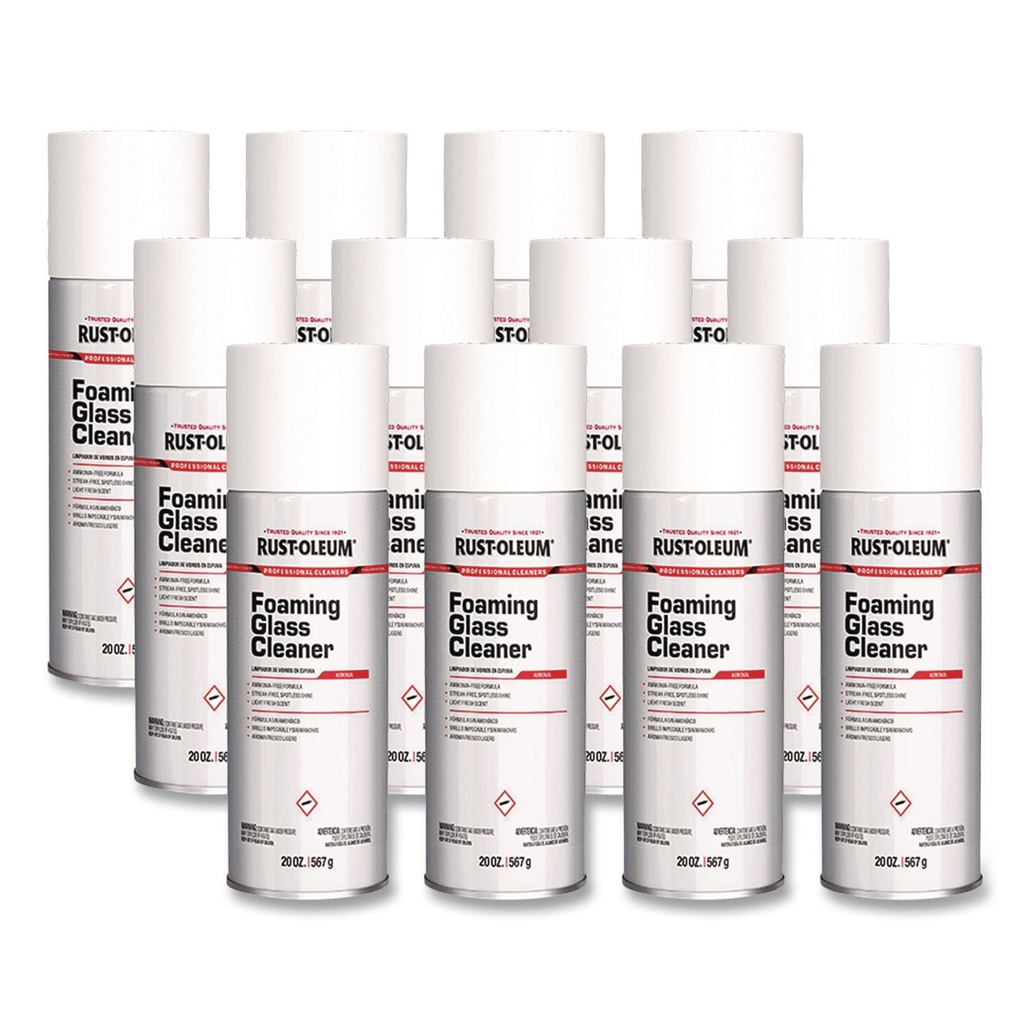 RST381658 Professional Foaming Glass Cleaner Aerosol, 20 oz Aerosol Spray, 12/Carton Rust-Oleum