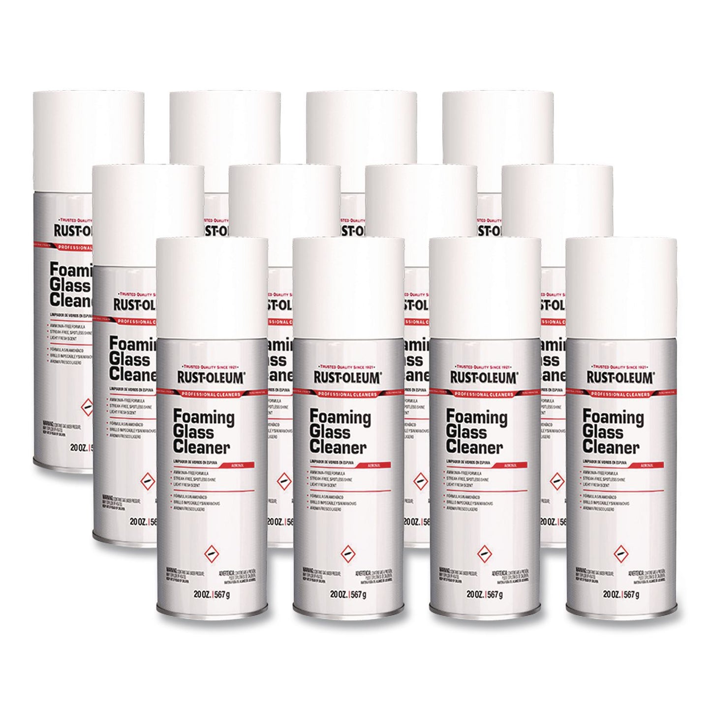 RST381658 Professional Foaming Glass Cleaner Aerosol, 20 oz Aerosol Spray, 12/Carton