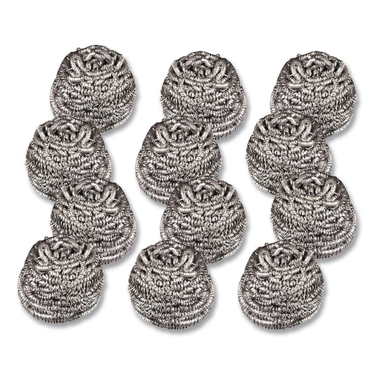 MMM19084 Stainless Steel Scrubber, Silver, 12/carton