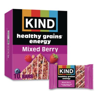 KND67073 Healthy Grains Energy Mixed Berry Bars, 1.4 oz Bar, 10/Box