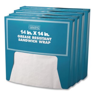 BGC057014 Grease-Resistant Paper Wraps and Liners, 14 x 14, White, 1,000/Box, 4 Boxes/Carton BAGCRAFT