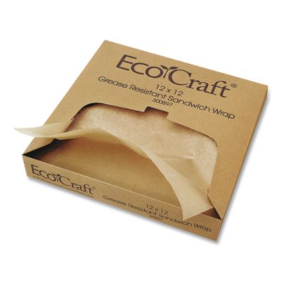 BGC300897 EcoCraft Grease-Resistant Paper Wraps and Liners, 12 x 12, Natural, 1,000/Box, 5 Boxes/Carton