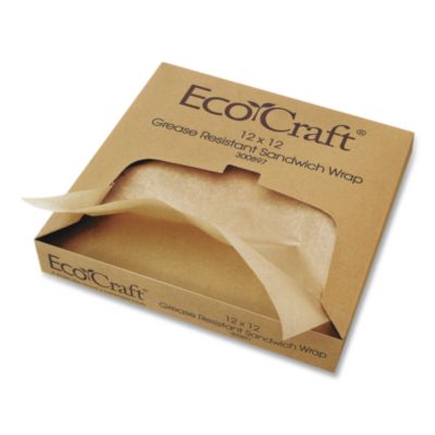 BGC300899 EcoCraft Grease-Resistant Paper Wraps and Liners, 14 x 14, Natural, 1,000/Box, 4 Boxes/Carton BAGCRAFT