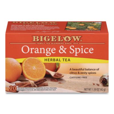 BTC10398 Orange And Spice Herbal Tea, 28/box BIGELOW TEA CO.