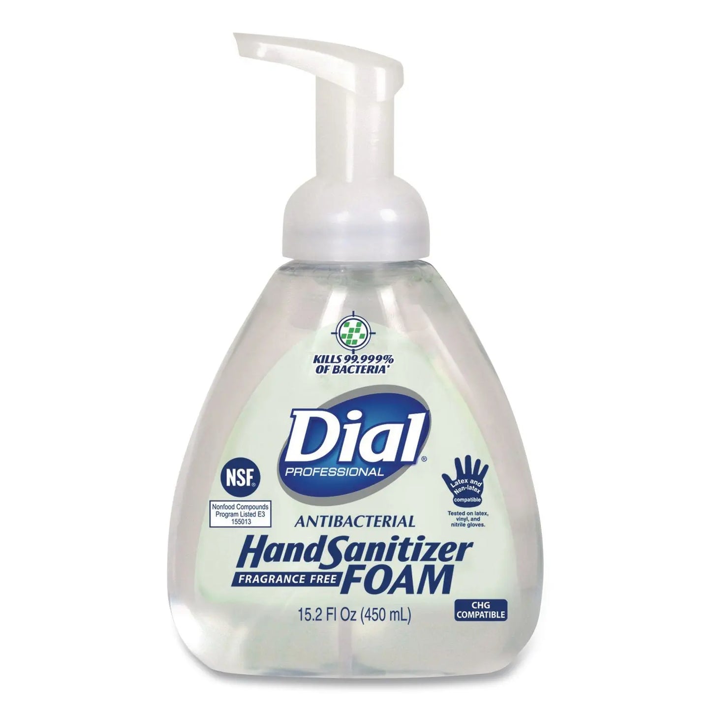 DIA06040EA Antibacterial Foam Hand Sanitizer, 15.2 Oz Pump Bottle, Fragrance-Free Dial Professional