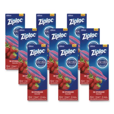 SJN383233 Double Zipper Storage Bags, Triple System Seal, Gallon, 10.56" x 10.75", Clear, 38 Bags/Box, 9 Boxes/Carton SC JOHNSON