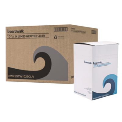 BWKJSTW1025CLR Wrapped Giant Straws, 10.25", Polypropylene, Clear, 100/Pack, 10 Packs/Carton