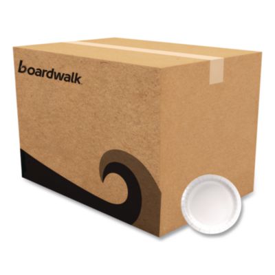 BWKWH9PLT Paper Dinnerware, Plate, 9" dia, White, 1,000/Carton BOARDWALK