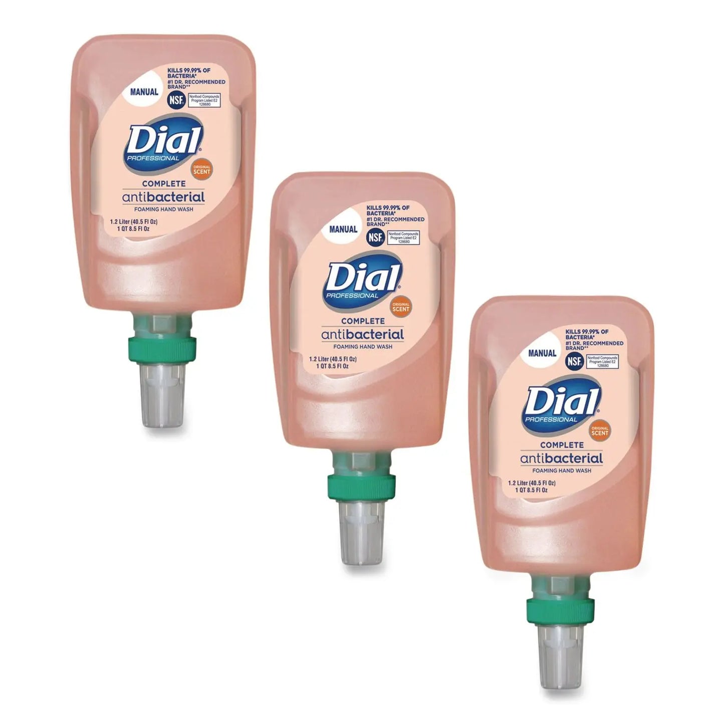 DIA16670 Antibacterial Foaming Hand Wash Refill for FIT Manual Dispenser, Original Scent, 1.2 L, 3/Carton Dial Professional